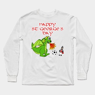 Happy St. George's Day Dragon Football Funny England Long Sleeve T-Shirt